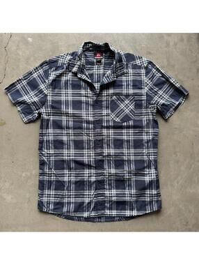 Quiksilver / Mens Short Sleeve Plaid Woven Shirt / Blue
